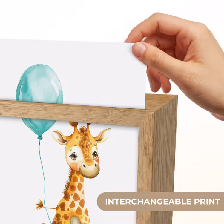 Giraf - Baby - Dieren - Blauwe ballon Light Box met kabel (Kinderlampje) klein -USP_websiteprintEN