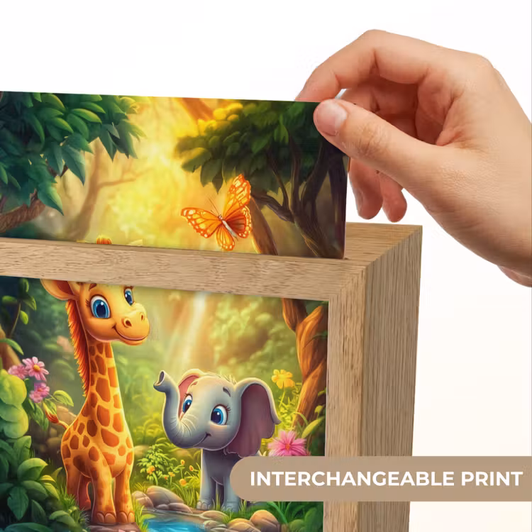 Giraf - Olifant - Bloemen - Jungle Light Box met kabel (Kinderlampje) klein -USP_websiteprintEN
