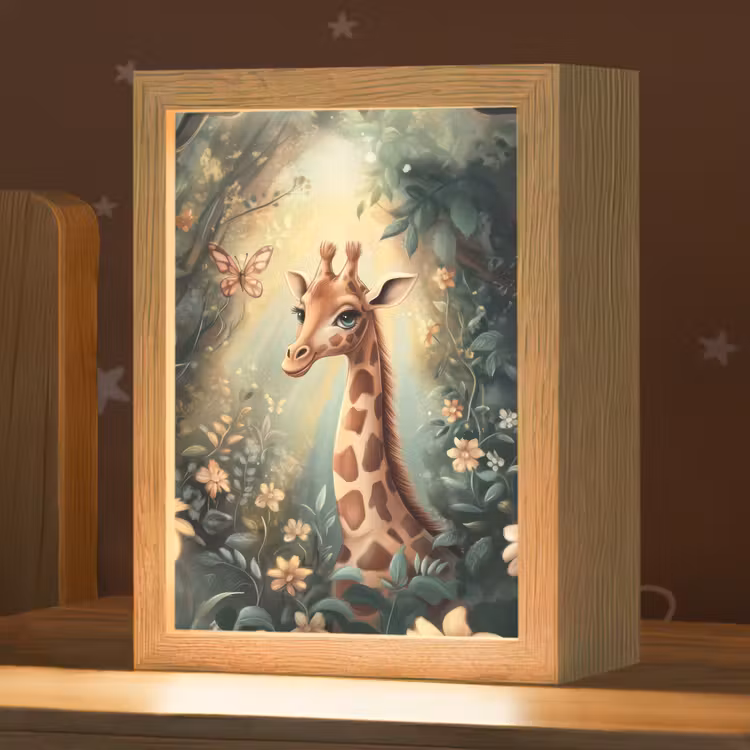 Giraffe - Jungle - Bloemen Light Box met kabel klein -zzz_3d_website