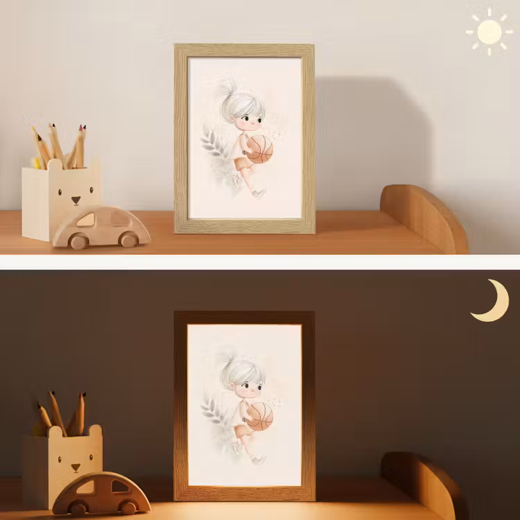 Meisje - Basketbal - Minimalistisch Light Box met kabel klein -sfeer3_kind