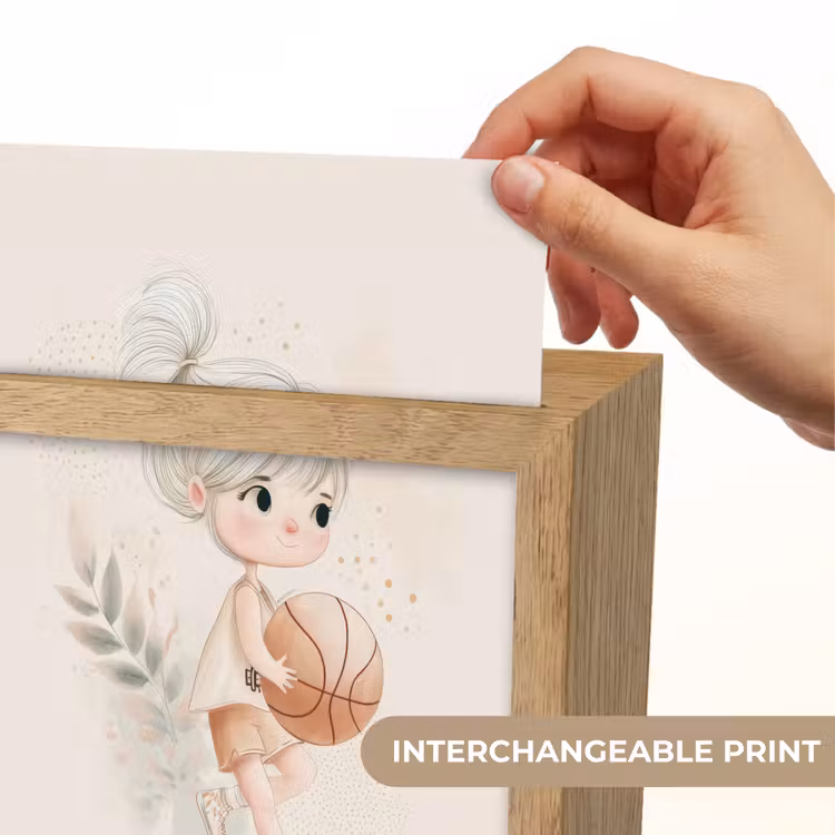 Meisje - Basketbal - Minimalistisch Light Box met kabel (Kinderlampje) klein -USP_websiteprintEN