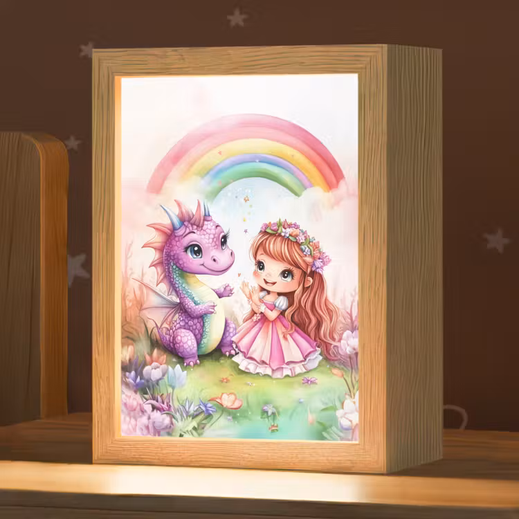 Meisje - Draak - Regenboog Light Box met kabel klein -zzz_3d_website