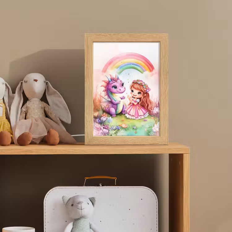 Meisje - Draak - Regenboog Light Box met kabel klein -sfeer2_kind