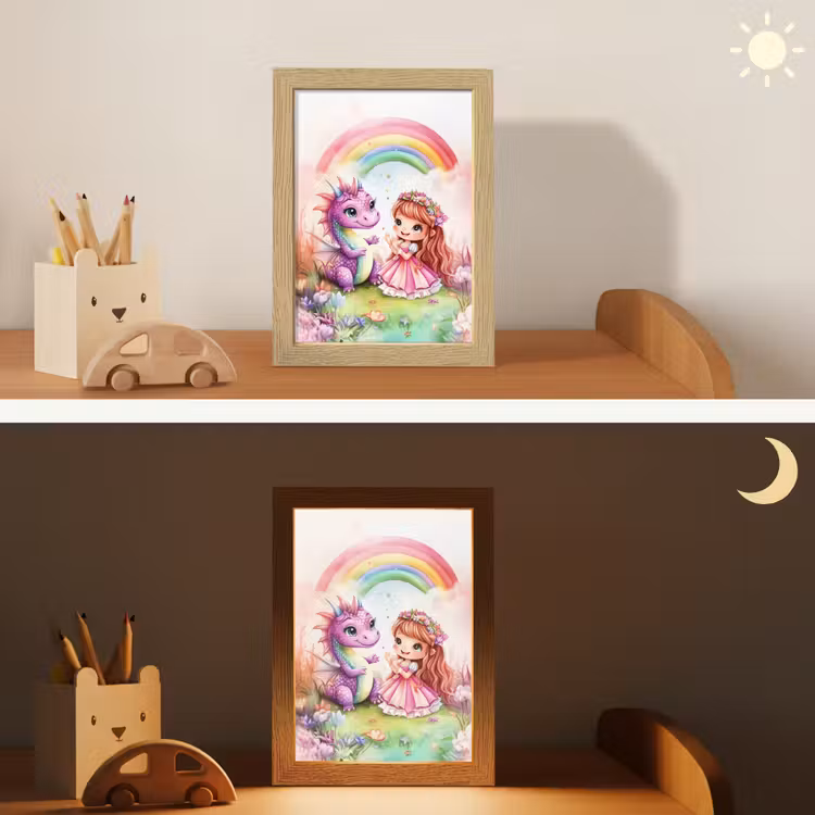 Meisje - Draak - Regenboog Light Box met kabel klein -sfeer3_kind