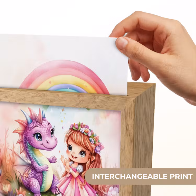Meisje - Draak - Regenboog Light Box met kabel (Kinderlampje) klein -USP_websiteprintEN