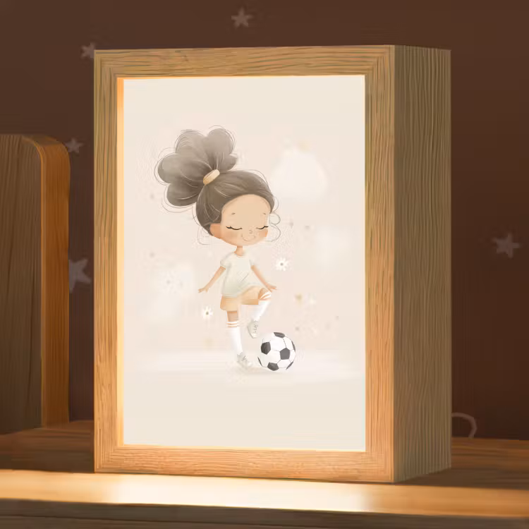 Meisje - Voetbal - Beige Light Box met kabel klein -zzz_3d_website