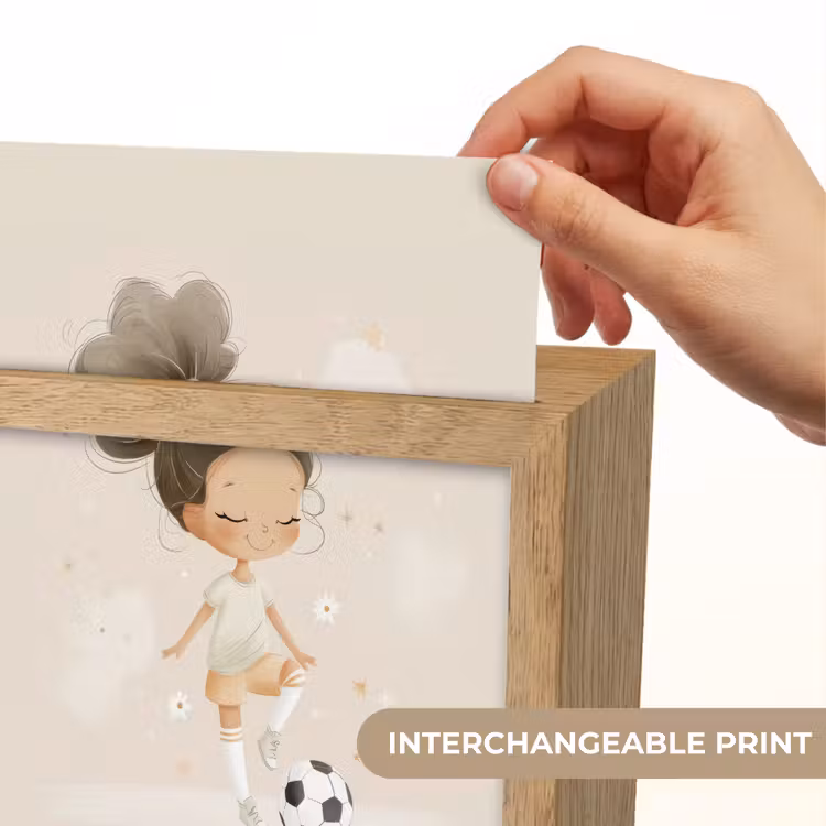Meisje - Voetbal - Beige Light Box met kabel (Kinderlampje) klein -USP_websiteprintEN