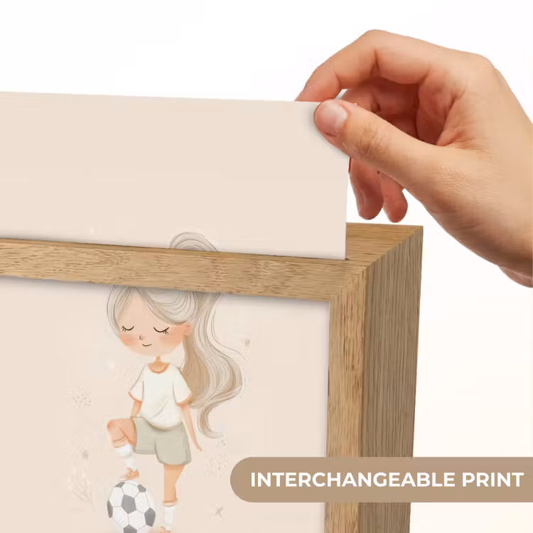 Meisje - Voetbal - Beige Light Box met kabel (Kinderlampje) klein -USP_websiteprintEN