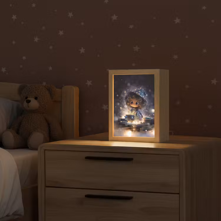 Meisje - Toveren - Sterren - Paars Light Box met kabel klein -sfeer1_kind