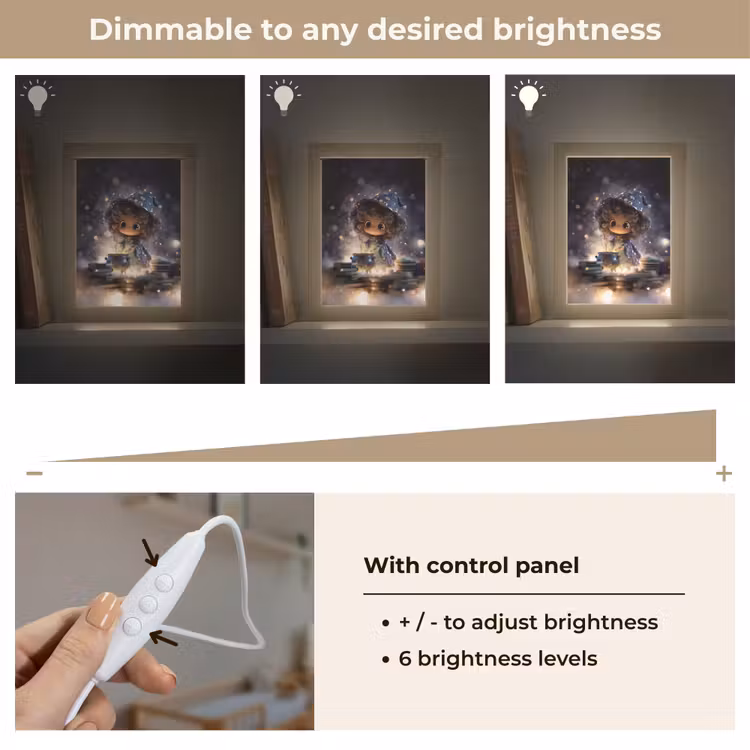 Meisje - Toveren - Sterren - Paars Light Box met kabel (Kinderlampje) klein -USP_dimbaarEN