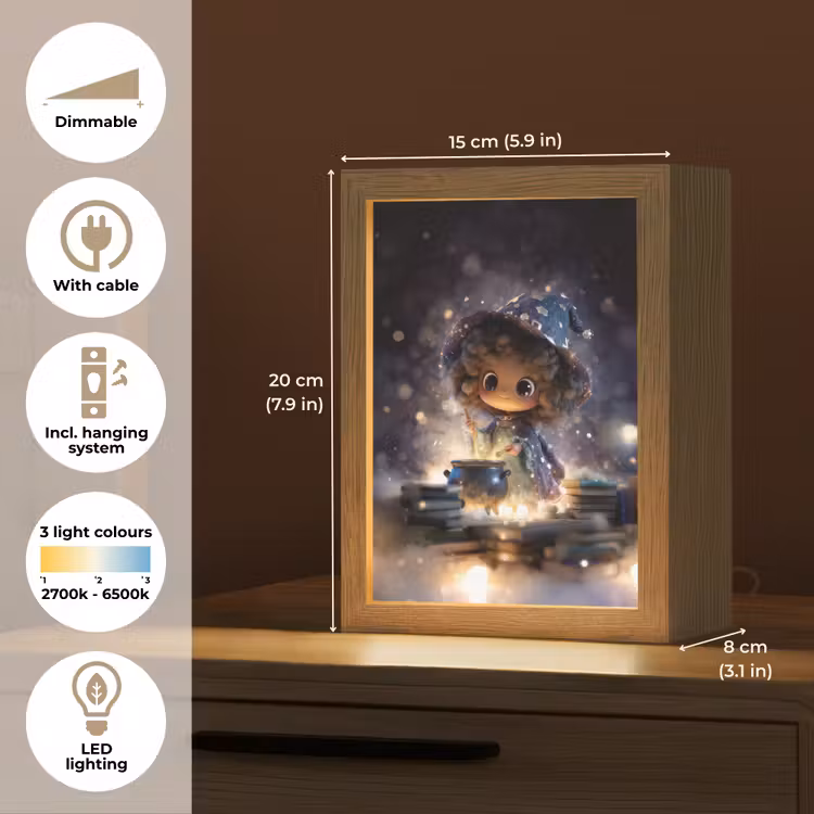 Meisje - Toveren - Sterren - Paars Light Box met kabel (Kinderlampje) klein -USP_EN