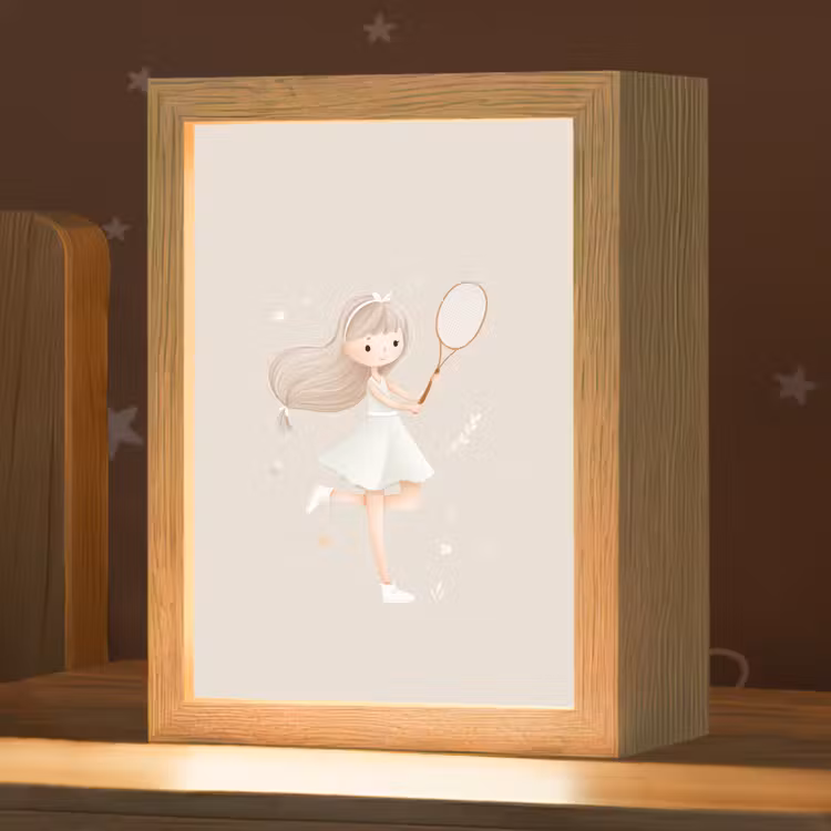 Meisje - Tennis - Beige Light Box met kabel klein -zzz_3d_website