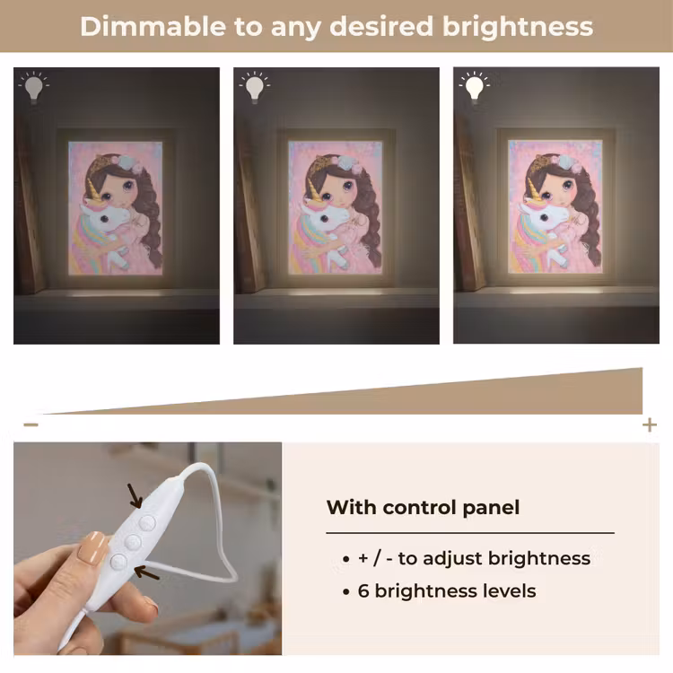 Meisje - Eenhoorn - Glitter Light Box met kabel (Kinderlampje) klein -USP_dimbaarEN