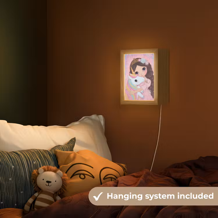 Meisje - Eenhoorn - Glitter Light Box met kabel (Kinderlampje) klein -sfeer5_kind_EN