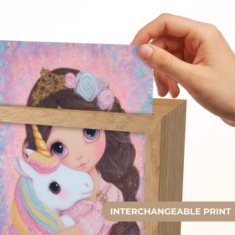 Meisje - Eenhoorn - Glitter Light Box met kabel (Kinderlampje) klein -USP_websiteprintEN
