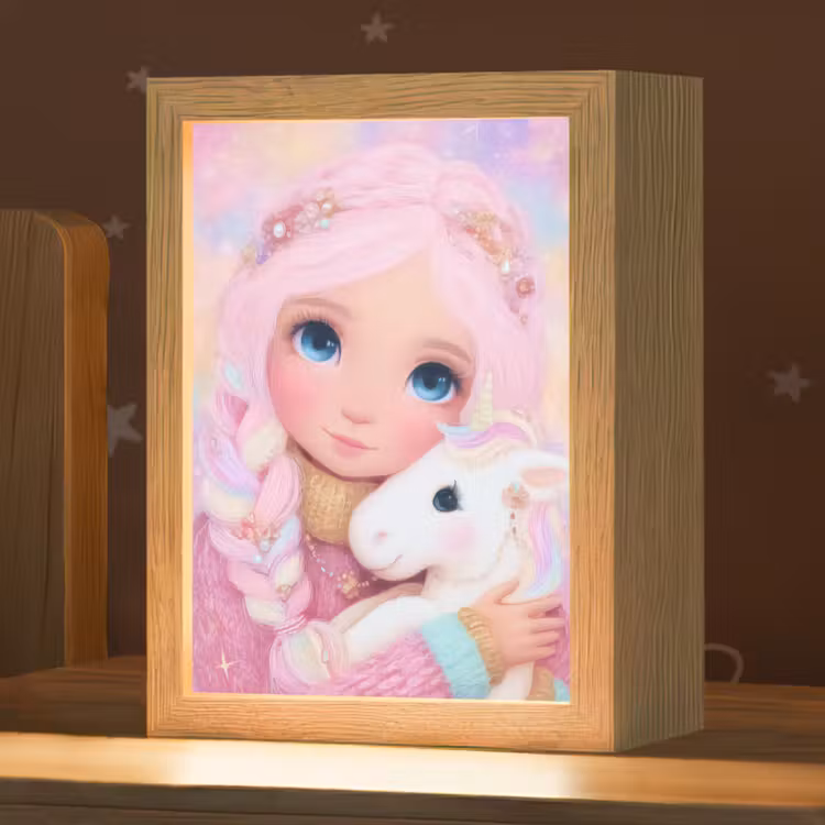 Meisje - Eenhoorn - Roze Light Box met kabel klein -zzz_3d_website