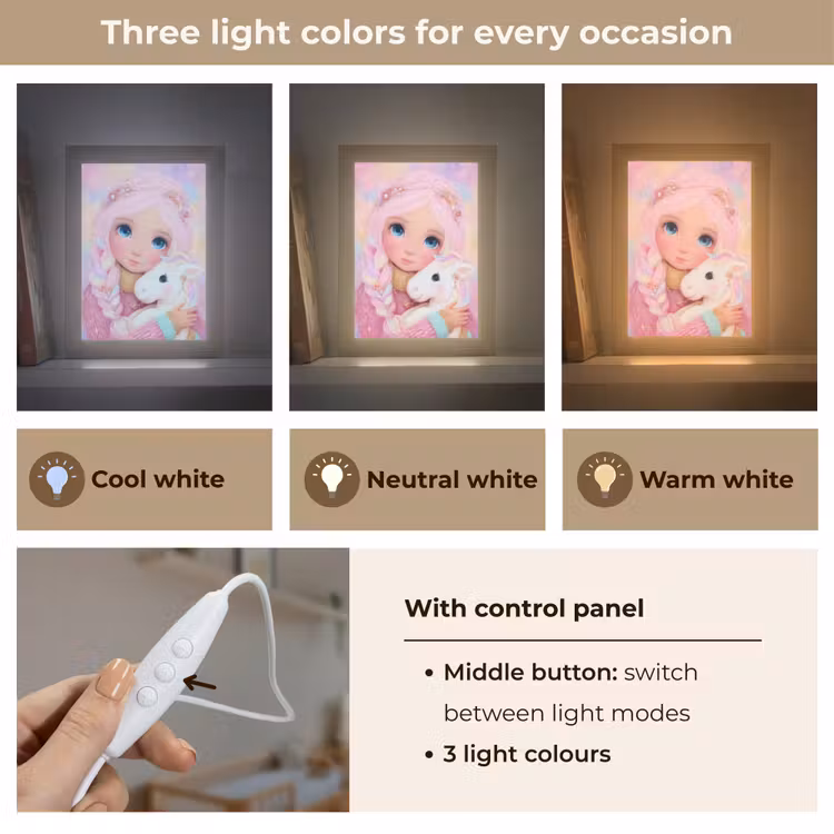 Meisje - Eenhoorn - Roze Light Box met kabel (Kinderlampje) klein -USP_lichtkleurEN