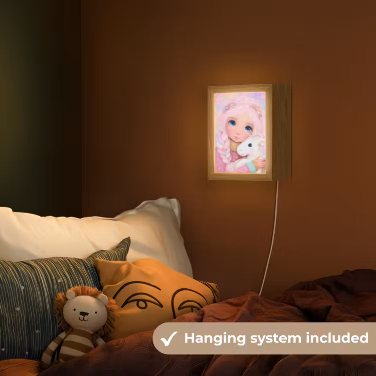Meisje - Eenhoorn - Roze Light Box met kabel (Kinderlampje) klein -sfeer5_kind_EN