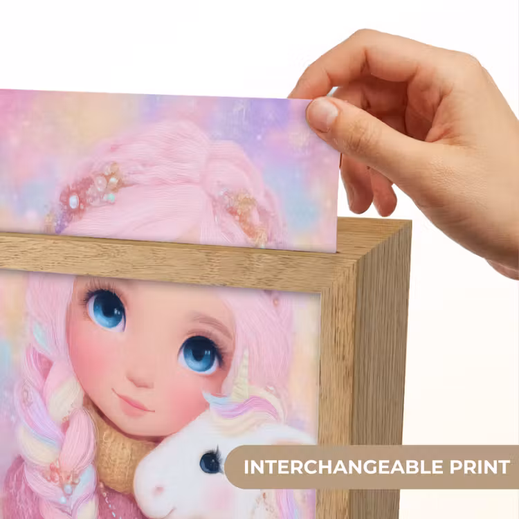 Meisje - Eenhoorn - Roze Light Box met kabel (Kinderlampje) klein -USP_websiteprintEN