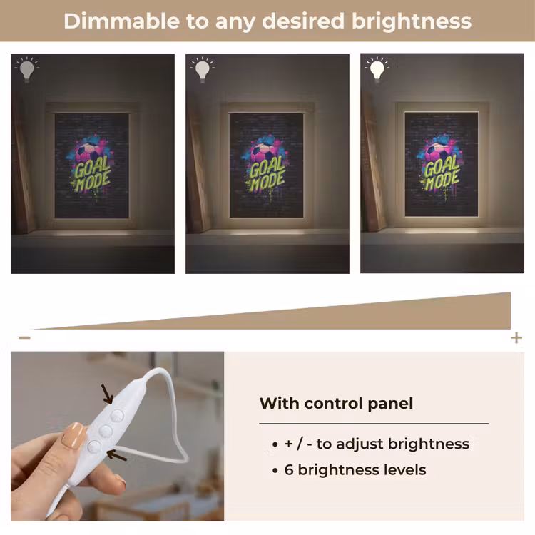 Goal - Mode - Neon - Voetbal Light Box met kabel (Kinderlampje) klein -USP_dimbaarEN
