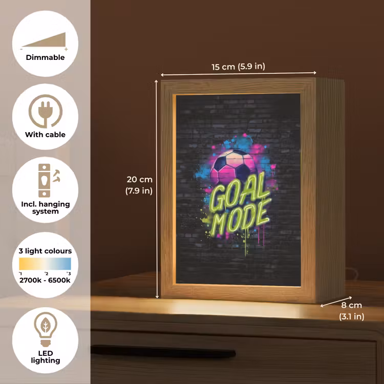 Goal - Mode - Neon - Voetbal Light Box met kabel (Kinderlampje) klein -USP_EN