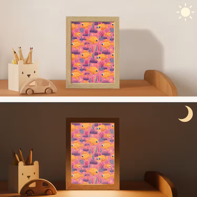 Goudvissen - Koraal - Kleurrijk Light Box met kabel (Kinderlampje) klein 904 -sfeer3_kind