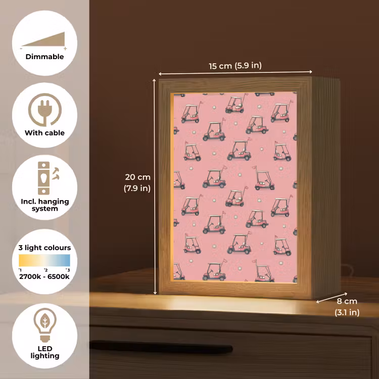 Golfkar - Retro - Roze Light Box met kabel (Kinderlampje) klein 904 -USP_EN