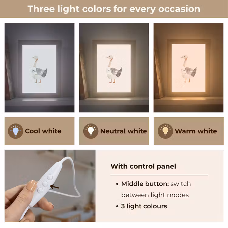Gans - Dier - Pastel kleuren Light Box met kabel (Kinderlampje) klein -USP_lichtkleurEN