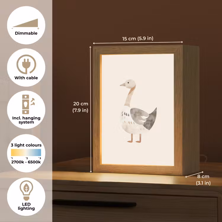 Gans - Dier - Pastel kleuren Light Box met kabel (Kinderlampje) klein -USP_EN