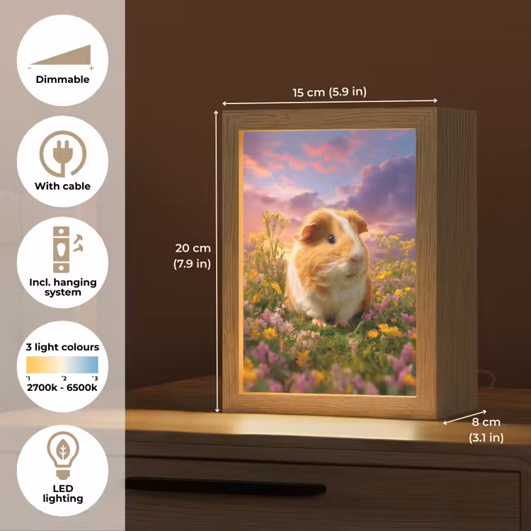 Cavia - Kleurrijk - Bloemen Light Box met kabel (Kinderlampje) klein -USP_EN