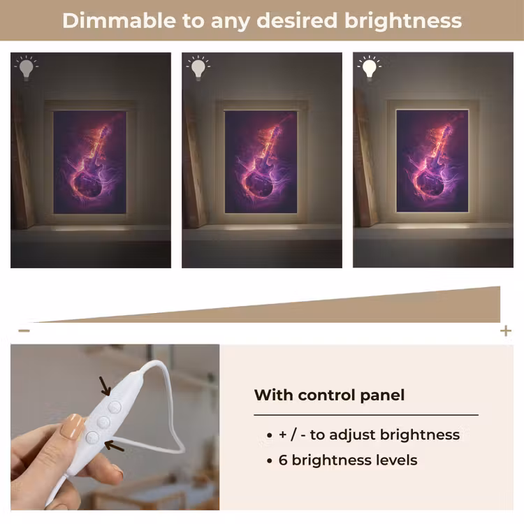 Gitaar - Muziek - Rook - Paars Light Box met kabel (Kinderlampje) klein -USP_dimbaarEN