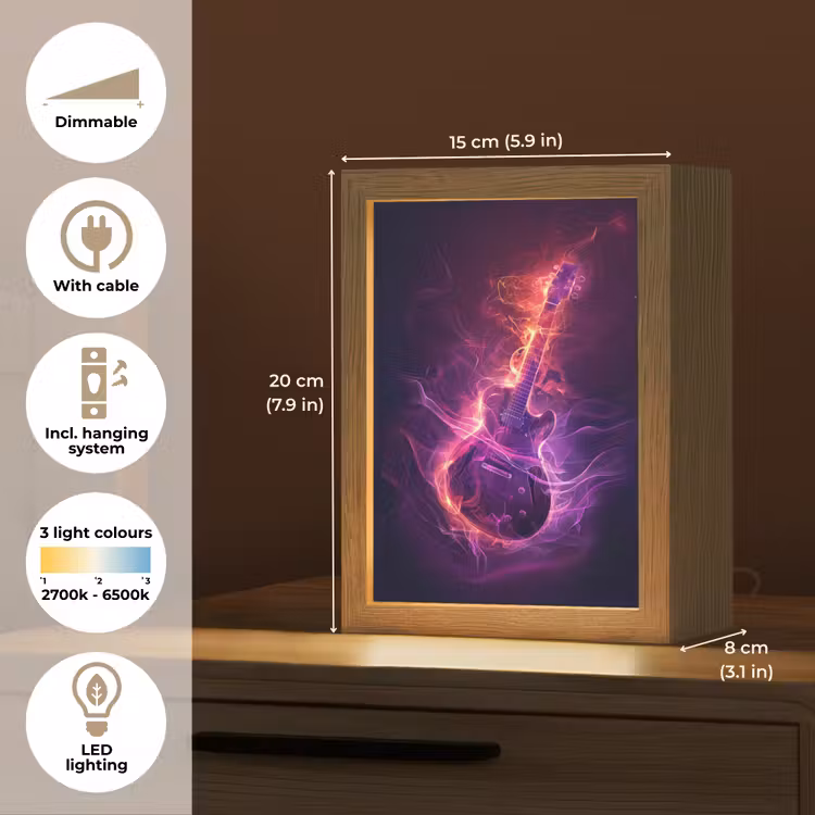 Gitaar - Muziek - Rook - Paars Light Box met kabel (Kinderlampje) klein -USP_EN