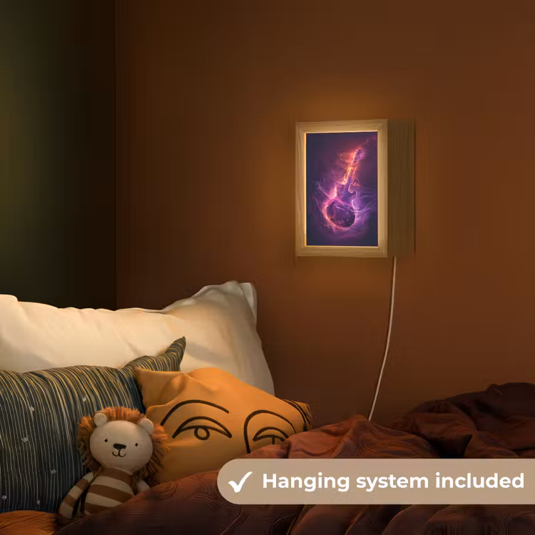 Gitaar - Muziek - Rook - Paars Light Box met kabel (Kinderlampje) klein -sfeer5_kind_EN