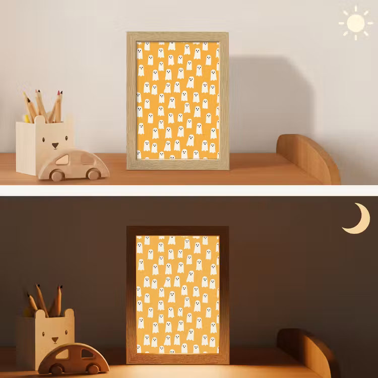 Halloween - Spookjes - Oker Light Box met kabel (Kinderlampje) klein 904 -sfeer3_kind