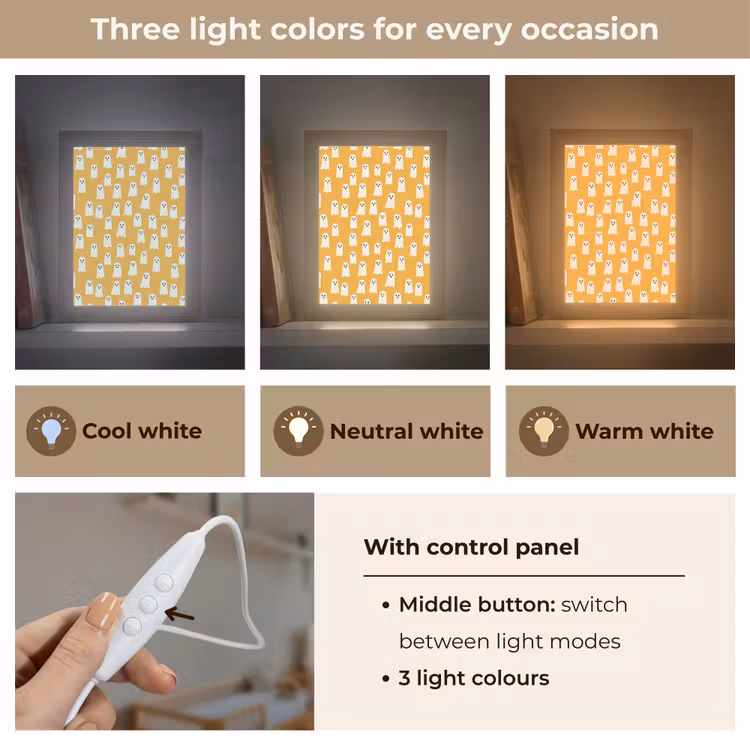 Halloween - Spookjes - Oker Light Box met kabel (Kinderlampje) klein 904 -USP_lichtkleurEN
