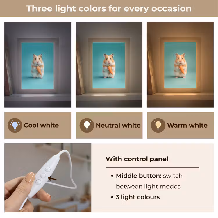 Hamster - Wortel - Blauw Light Box met kabel (Kinderlampje) klein -USP_lichtkleurEN