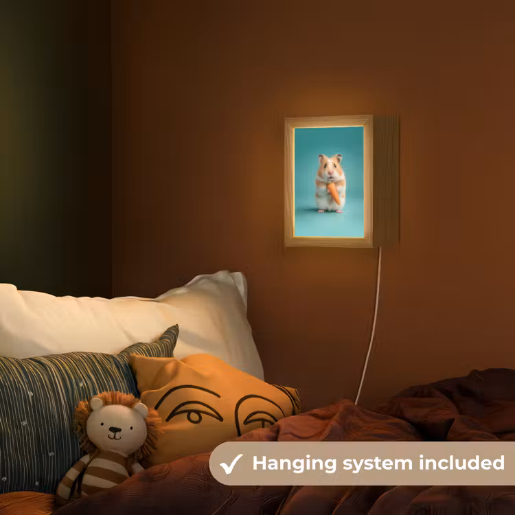 Hamster - Wortel - Blauw Light Box met kabel (Kinderlampje) klein -sfeer5_kind_EN