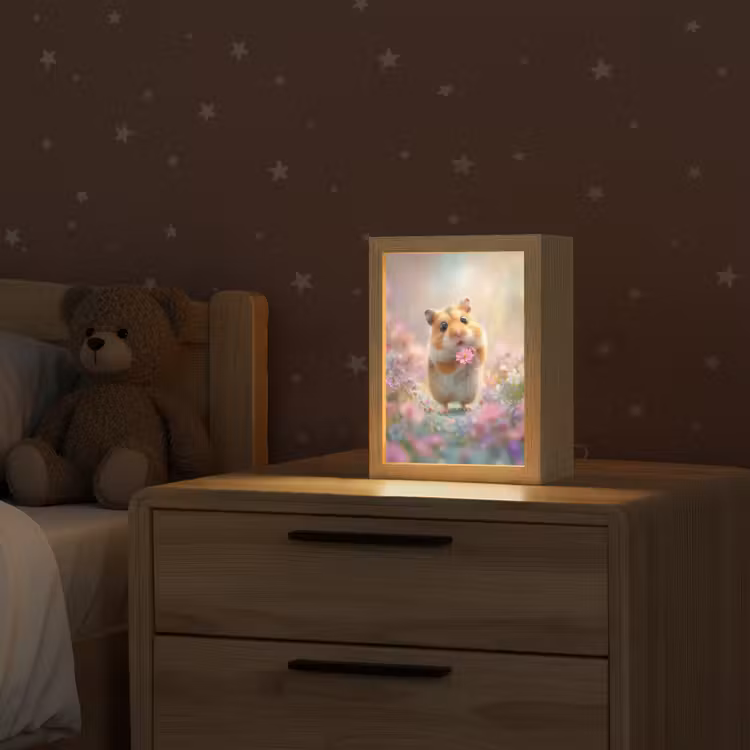 Hamster - Bloemen - Roze - Oranje Light Box met kabel klein -sfeer1_kind