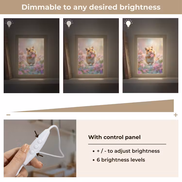 Hamster - Bloemen - Roze - Oranje Light Box met kabel (Kinderlampje) klein -USP_dimbaarEN