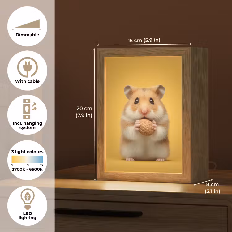 Hamster - Nootje - Geel - Knaagdier Light Box met kabel (Kinderlampje) klein -USP_EN
