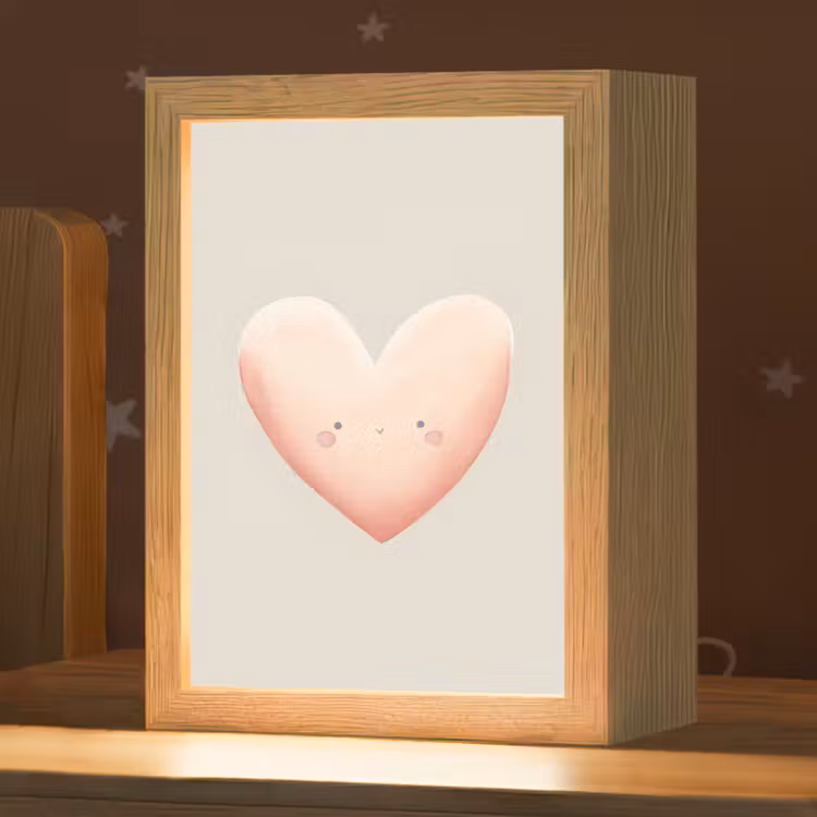 Hart - Gezicht - Roze Light Box met kabel klein -zzz_3d_website