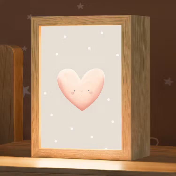 Hart - Gezicht - Roze - Stippen Light Box met kabel klein -zzz_3d_website