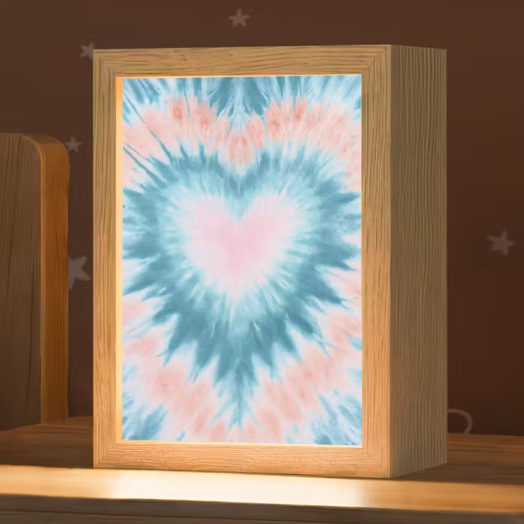 Hartvormig - Tie dye - Pasteltinten - Lichtgroen Light Box met kabel klein -zzz_3d_website