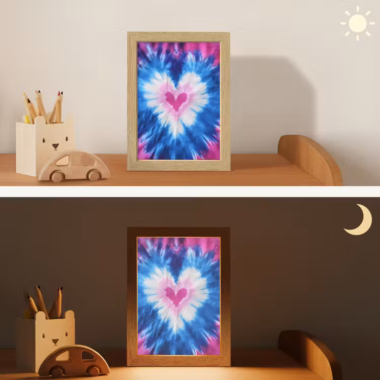 Hartvormig - Tie dye - Paars Light Box met kabel klein -sfeer3_kind