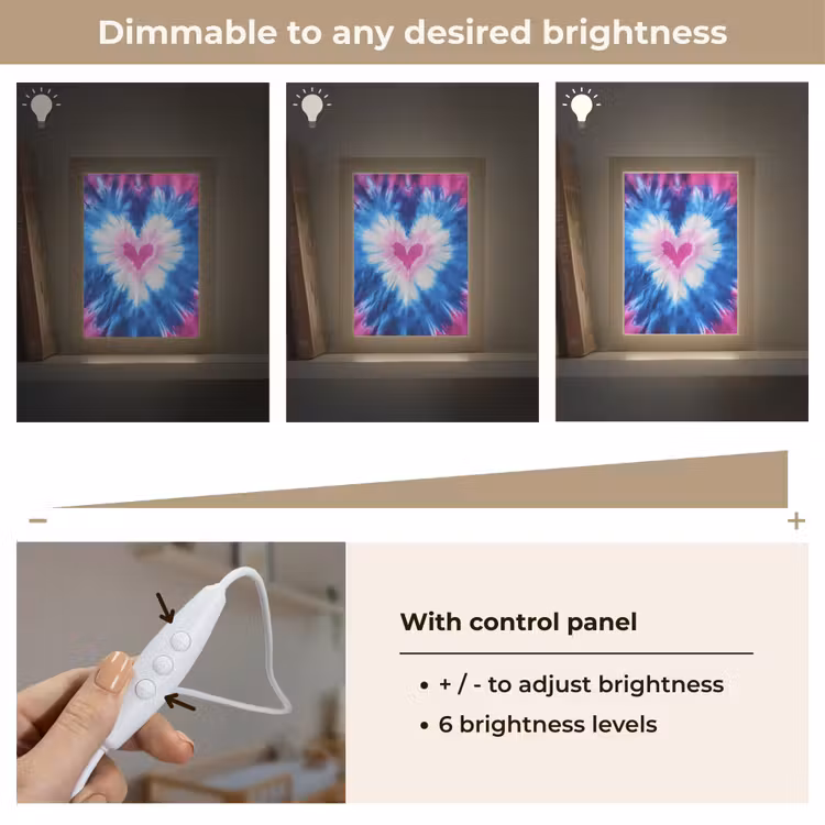 Hartvormig - Tie dye - Paars Light Box met kabel (Kinderlampje) klein -USP_dimbaarEN