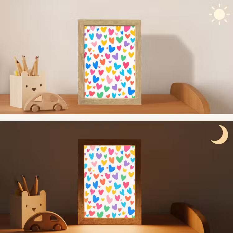 Hartjes - Kleurrijk - Patroon - Levendig Light Box met kabel klein -sfeer3_kind