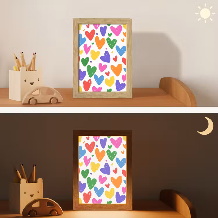 Hartjes - Patroon - Kleurrijk Light Box met kabel klein -sfeer3_kind