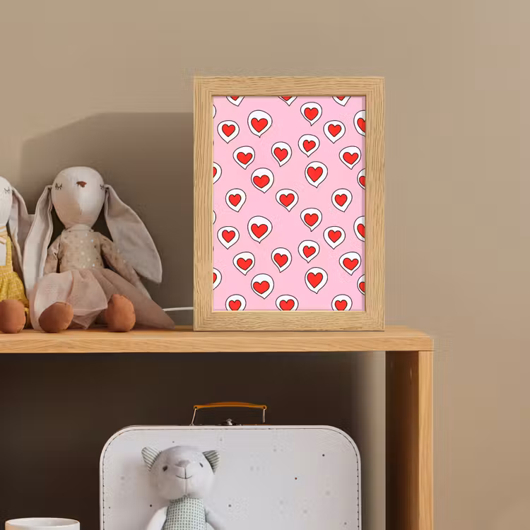 Hartjes - Patroon - Rood Light Box met kabel (Kinderlampje) klein 904 -sfeer2_kind