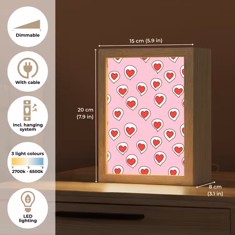 Hartjes - Patroon - Rood Light Box met kabel (Kinderlampje) klein 904 -USP_EN