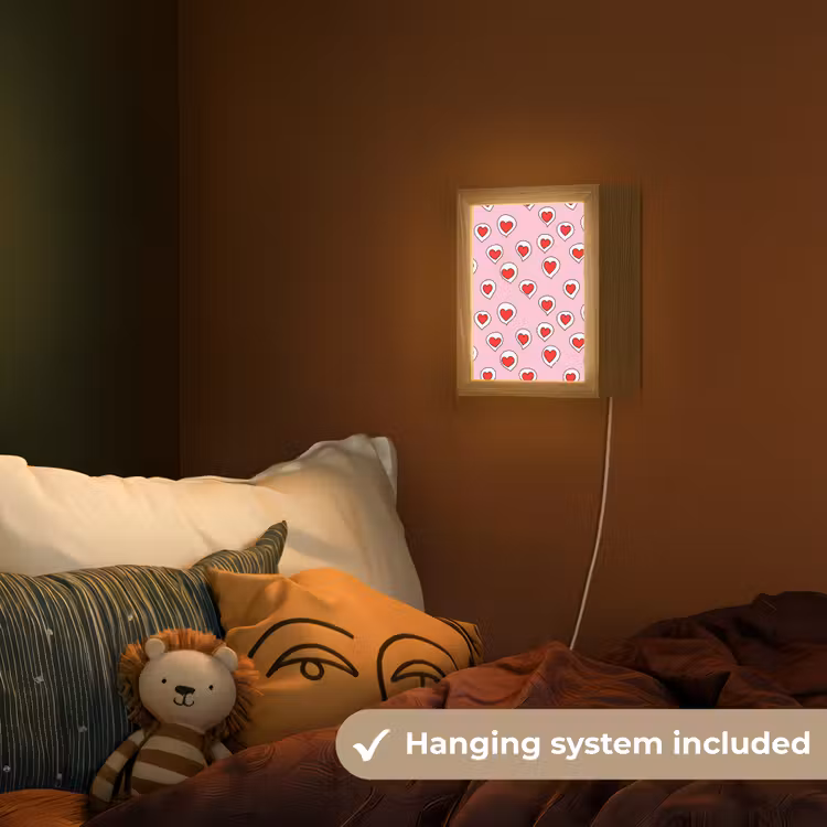 Hartjes - Patroon - Rood Light Box met kabel (Kinderlampje) klein 904 -sfeer5_kind_EN